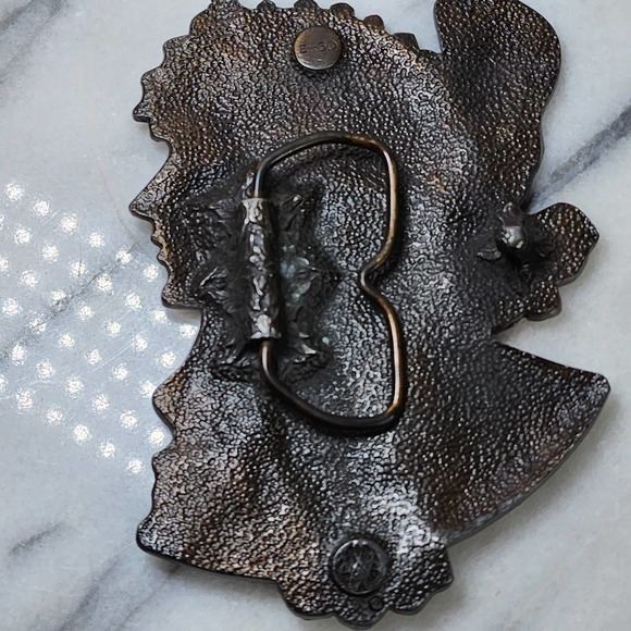 Vintage 1970s Alphonse Mucha Bergamot Brass Works Gypsy Boho Belt Buckle - Picture 4 of 10